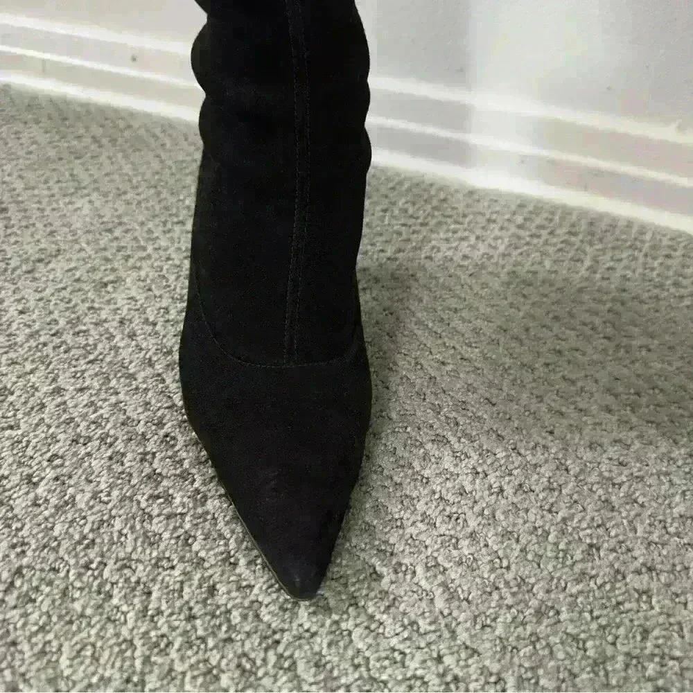 Black Pointed Toe Stiletto Heel Sock Boots Women's Size 7